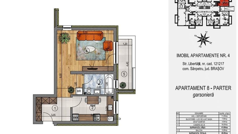 Garsonieră parter Orizont Residence Sânpetru (preț fără TVA) - Poză 4