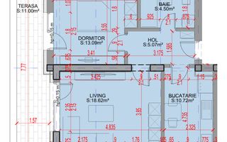 2 camere Pallady,  63 mp | Terasă 11 mp | Bucătărie separată - Poză 1