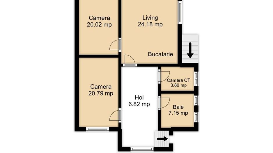 Apartament cu 3 camere la casa | Curte 130 mp | Zona Grivitei strada Vulcan - Schiță 28