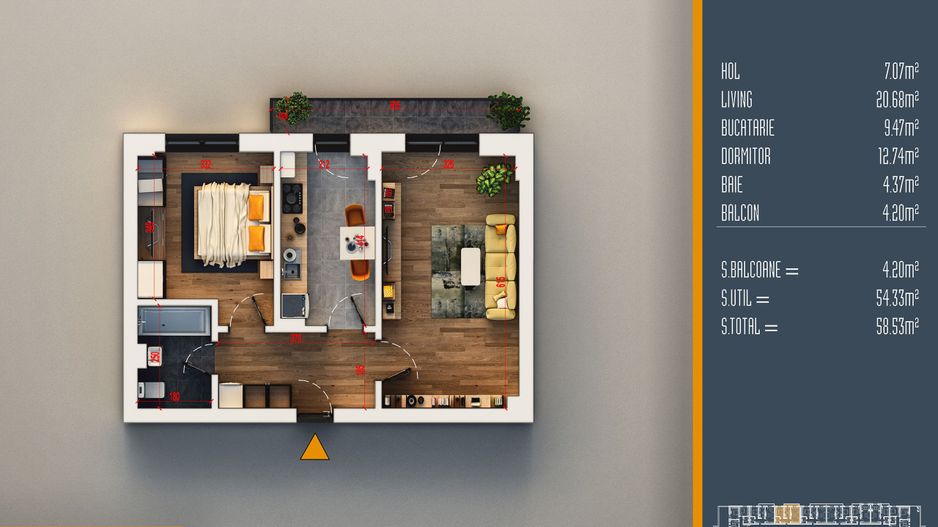 Oferta Lansare 2 camere decomandat proiect nou Pallady - Schiță 1