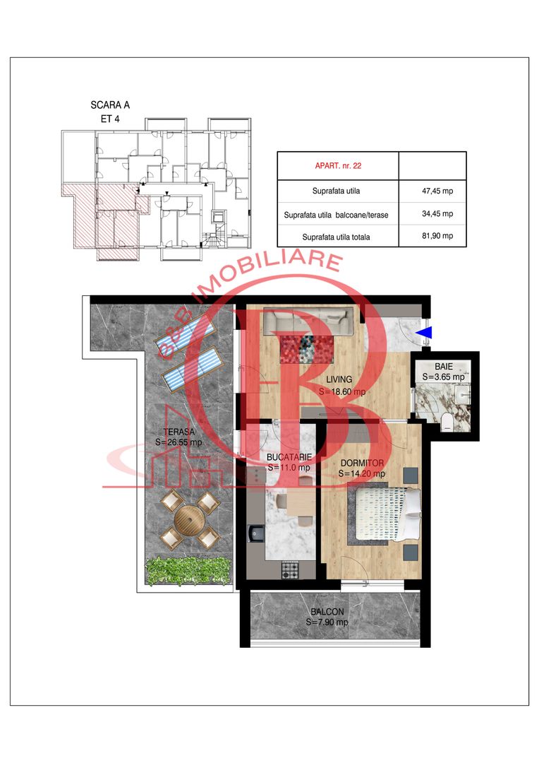 2 camere decomandat cu terasa   Pallady Metrou Nicolae Teclu - Schiță 10