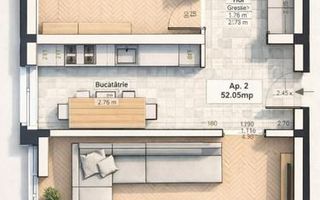 Apartament 2 camere Giroc parter cu terasa - Schiță 12