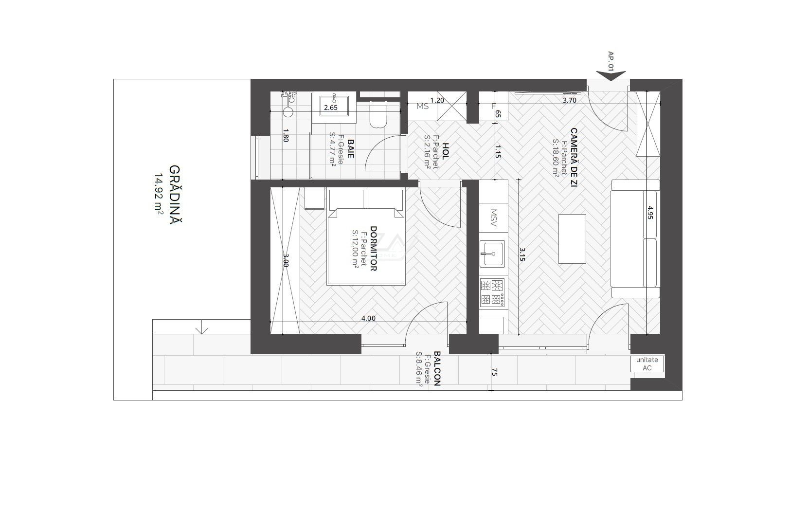 Bloc la asfalt. Gradina 15 mp. Loc de parcare. - Poză 5