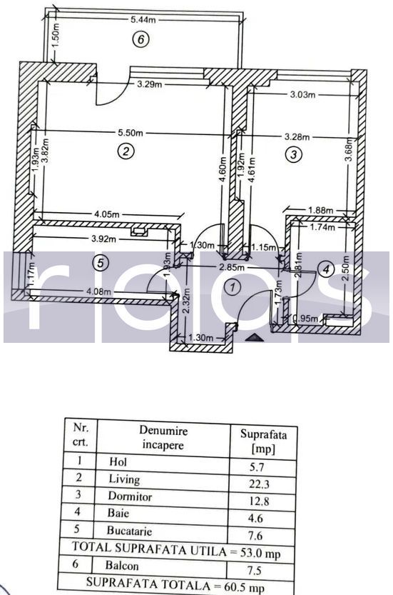 VANZARE AP 2 CAMERE | REGIE | 60.5 MP | TERASA | COMPLEX NOU | PARCARE - Schiță 11