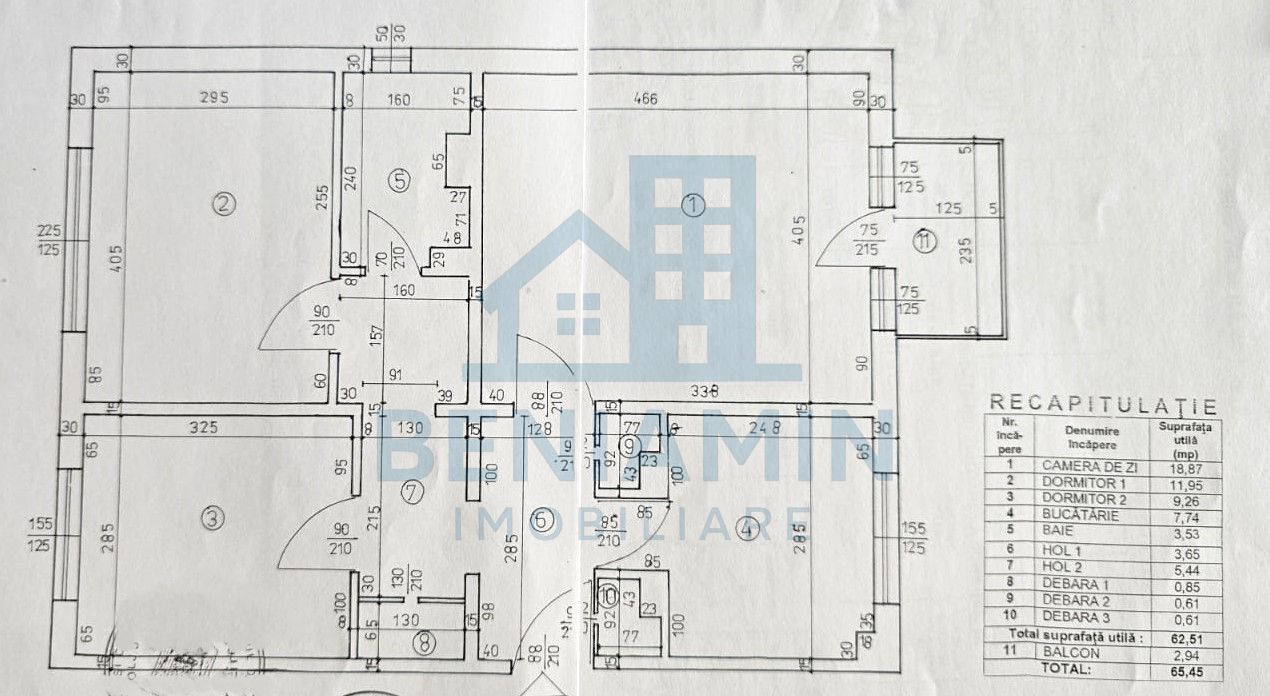 3 camere decomandat Mcdonalds 66mp etaj 2 centrala proprie - Schiță 9