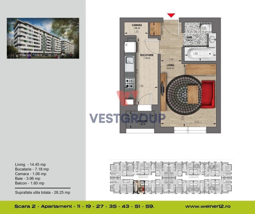 Garsoniera Decomandata- Weiner 14 Residence Direct Dezvoltator - Poză 13