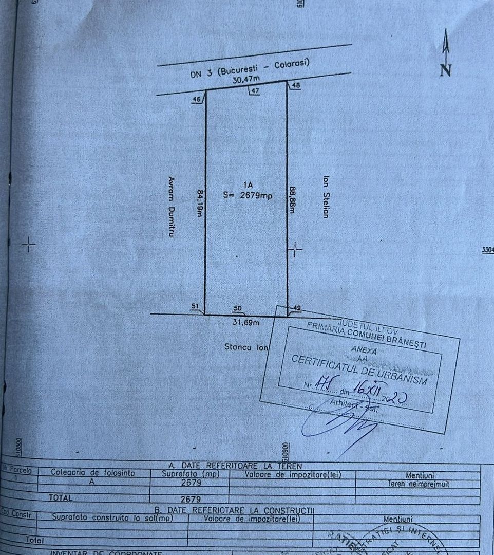 Teren intravilan 2.679 mp – Deschidere 30,47 la DN3 - Islaz, Branesti - Poză 4