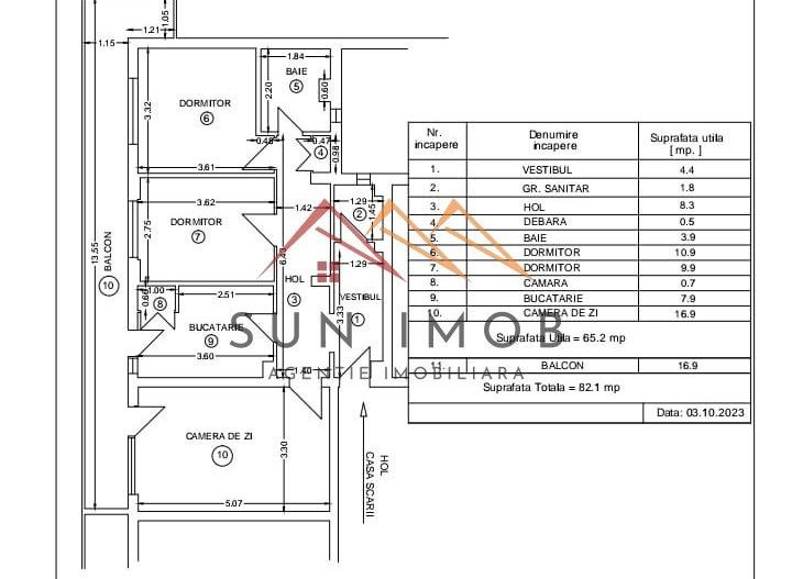 Apartament 3 camere, decomandat, 82 mp, 2 grupuri sanitare, Campina - Poză 1