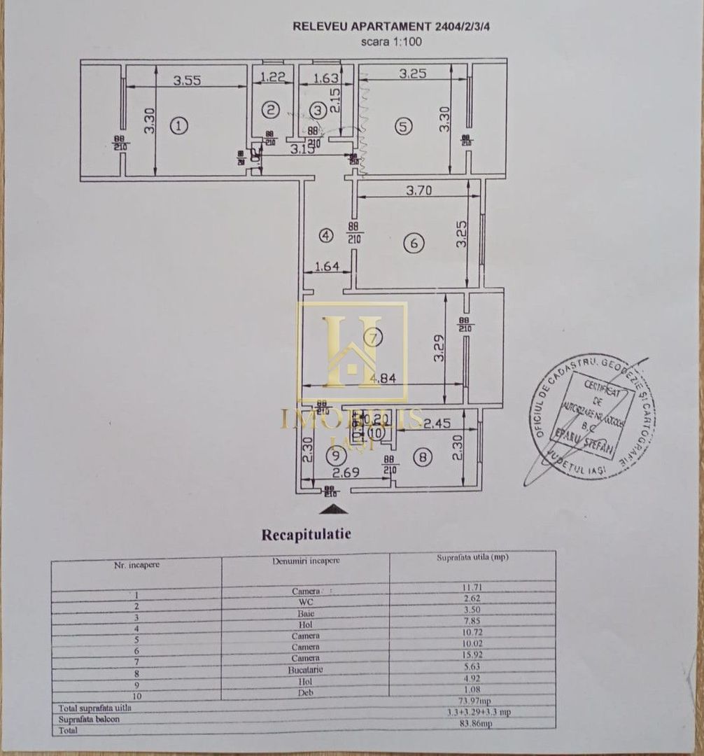 Apartament 4 camere 84 mp Tatarasi Dispecer 126000 euro - Poză 9
