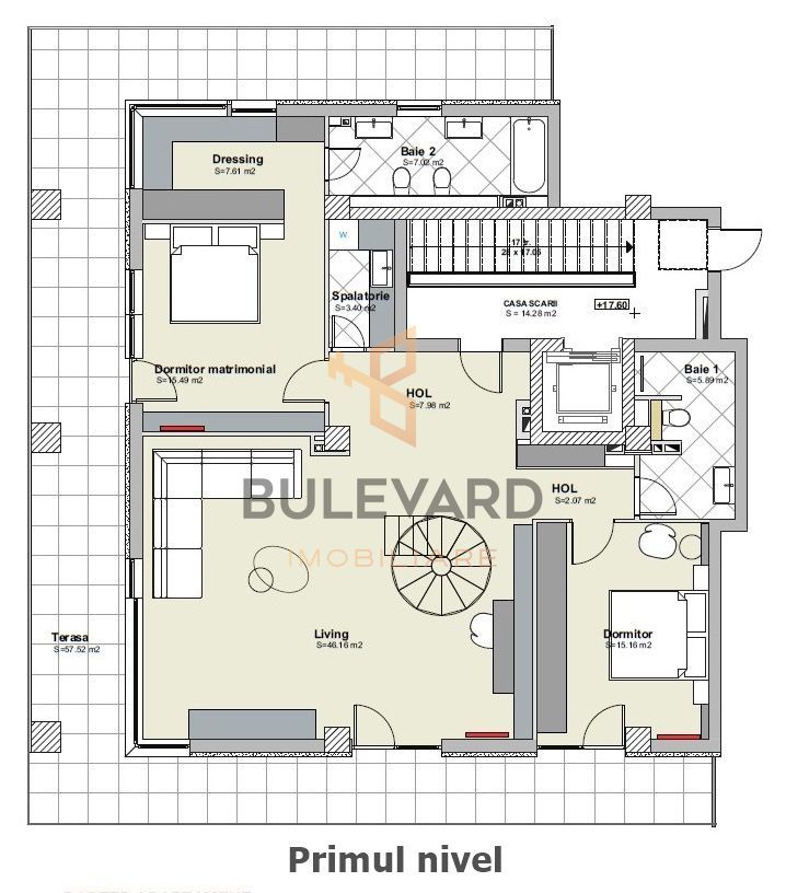 Penthouse de lux 150 mp utili + 200 mp terasa + 2 parcari subterane - Schiță 16