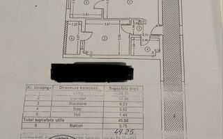 Apart. 2 Camere Decomandate+ Etaj 1+Balcon+Mob/Utilat! - Schiță 27