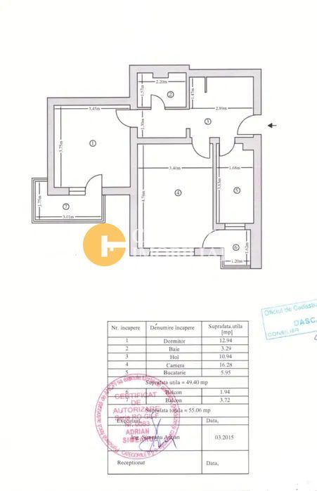 2 CAMERE DECOMANDAT - ETAJ INTERMEDIAR - MOARA DE FOC - Schiță 12