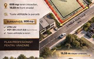 Teren cu Puz aprobat! 608 mp front 17.53 m pretabil pentru duplex! - Poză 1