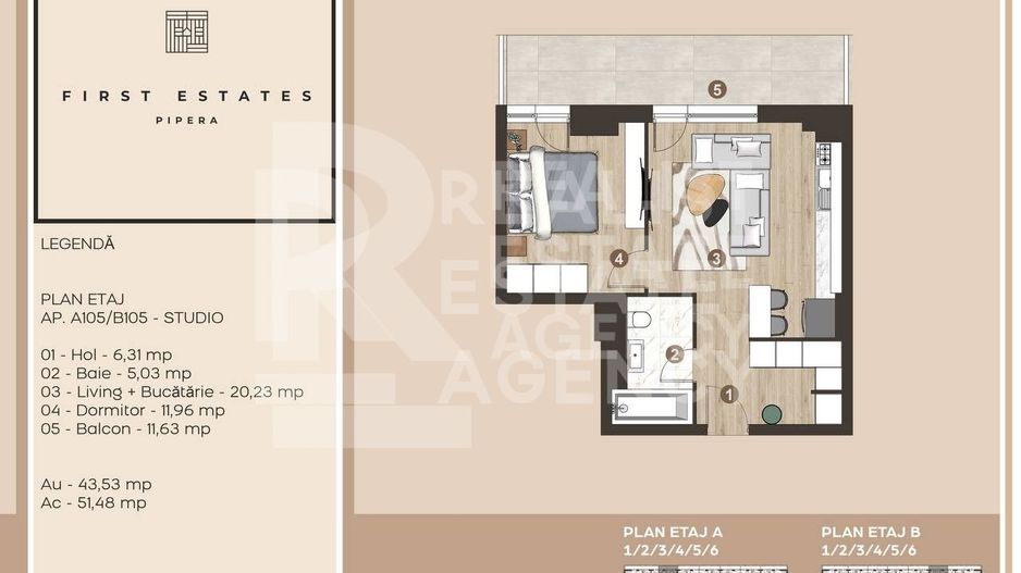 Vânzare, Studio-dublu, First Estates Pipera - Schiță 12