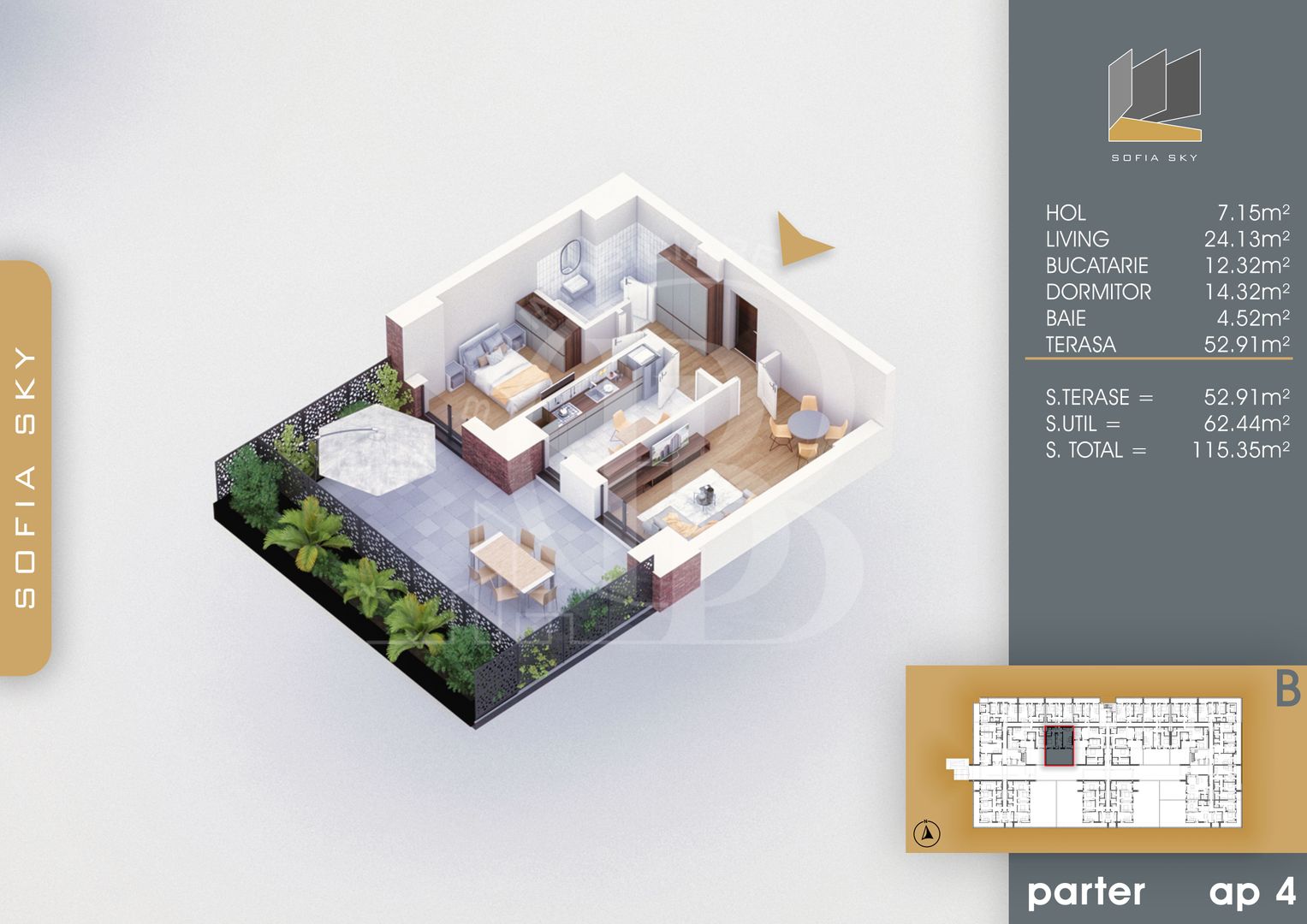 Bloc Finalizat Apartament 2 camere cu Terasa 7min Metrou - Schiță 5