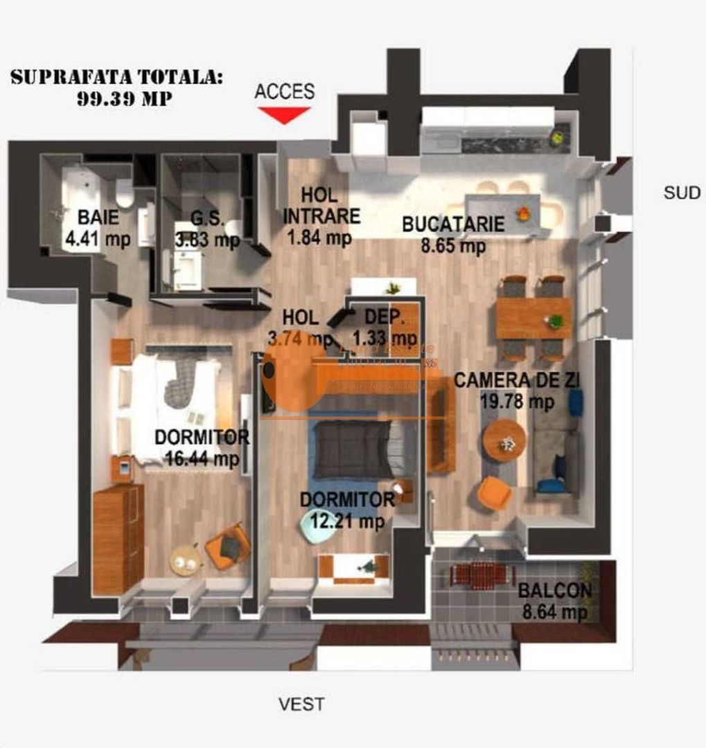 3 camere Moghioros REsidence ( loc parcare ) - Poză 3
