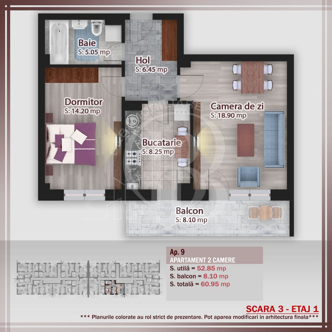 Apartament 2 camere-Theodor Pallady-Compartimentare Ideala - Schiță 1