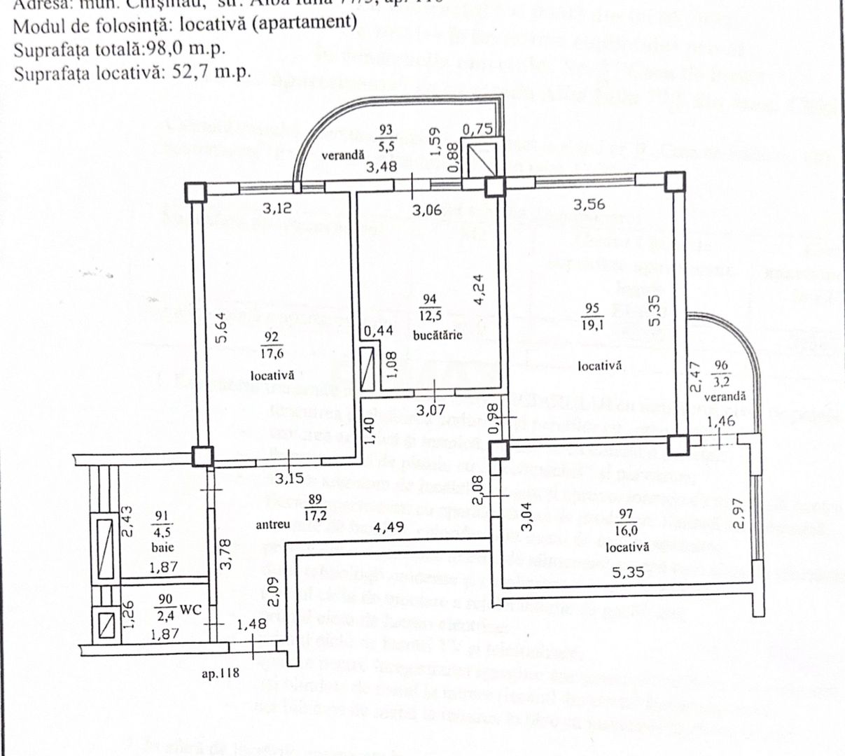 De vânzare I Apartament cu 3 camere I Variantă Albă | Buiucani I Alba Iulia - Schiță 3