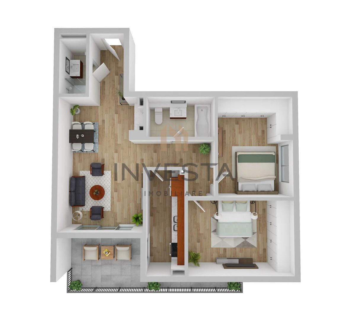 Apartament 3 camere 79 mp cu terasa, bloc nou, cartier Andrei Muresanu - Schiță 7