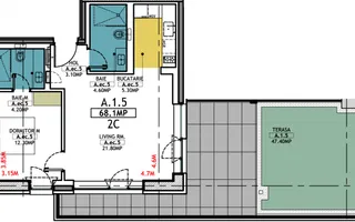 Stațiunea Mamaia - Vânzare apartament cu 2 camere, 2 bai si terasa de 47 mp. - Poză 21