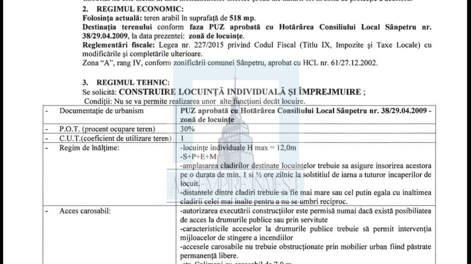 Teren intravilan, cu PUZ, de 518 mp - zona Sanpetru/Primăverii - Poză 2