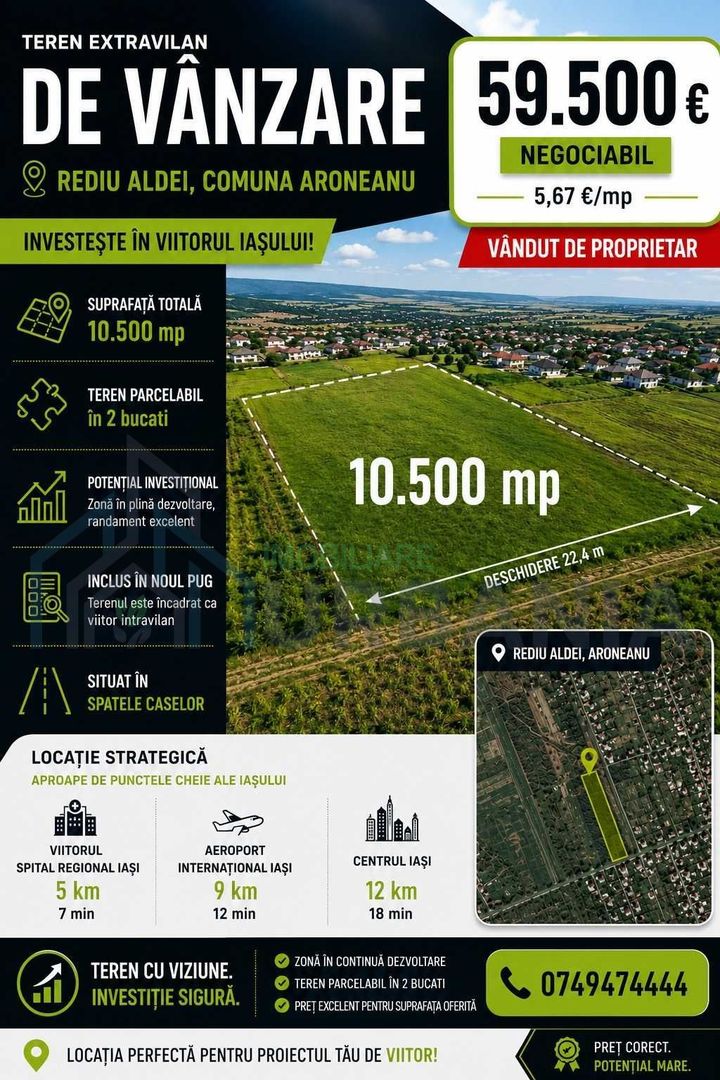 Teren 10.500 mp în Rediu Aldei, comuna Aroneanu – perspectivă intravilan - Poză 2