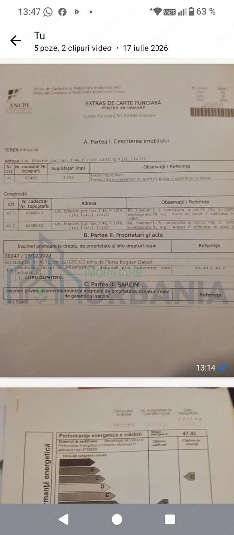 Teren intravilan intabulat cu casă bătrânească, Erbiceni, Iași - Poză 3