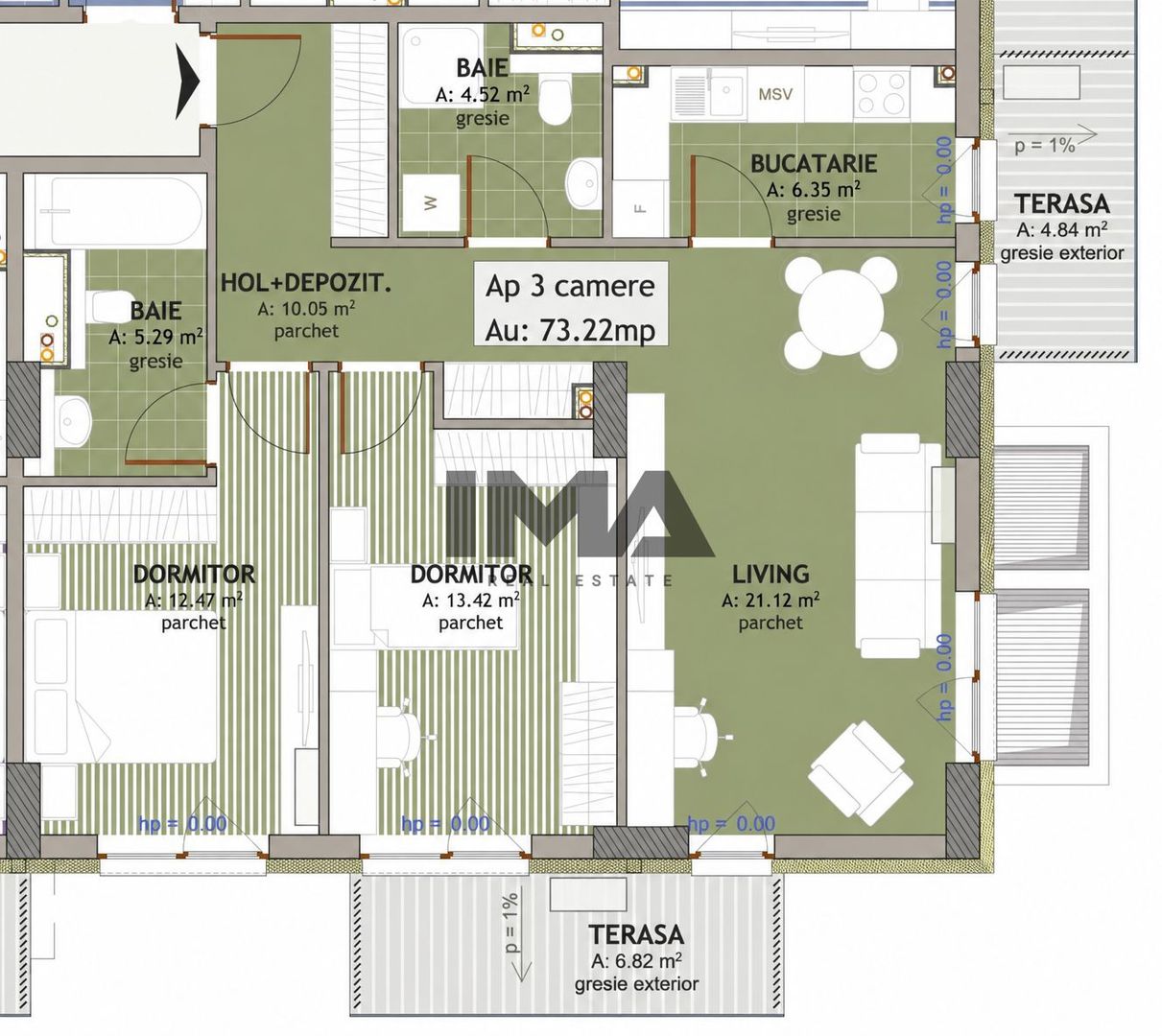 3 camere | Bucătărie separată | 2 băi și 2 balcoane | nZEB | Iris - Poză 6