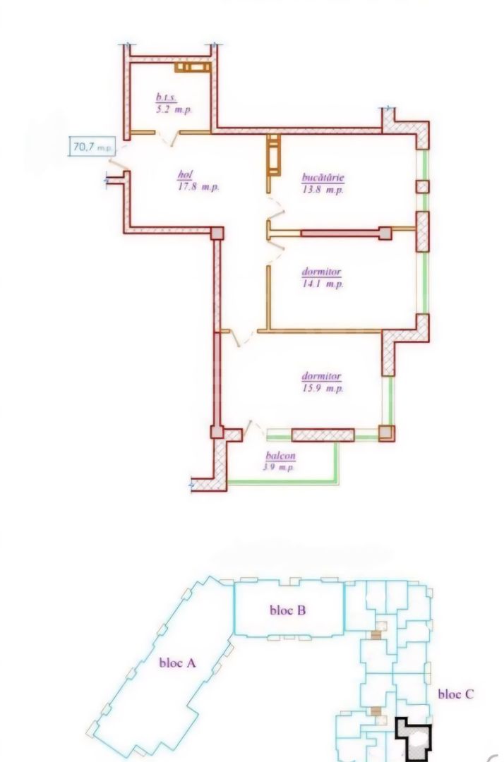 Vânzare, apartament, 2 camere, str. Nicolae Dimo, Durlești - Poză 2