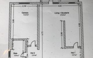 Apartament 2 camere Aradului etaj 1 bloc nou - Schiță 13