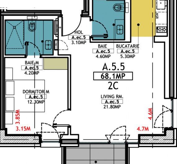 Stațiunea Mamaia - Vânzare apartament cu 2 camere, 2 bai si terasa - Poză 39