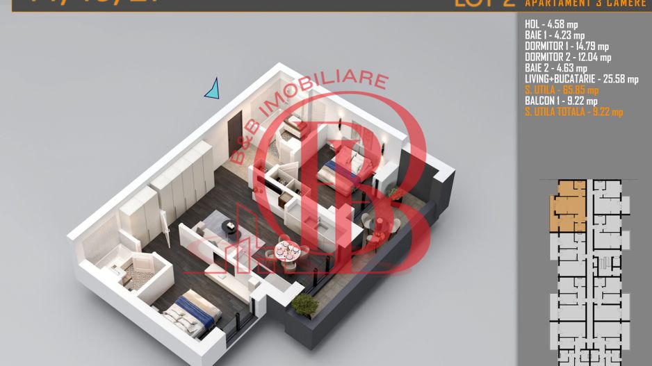 Apartament 3 camere Titan Th. Pallady-Sector 3-Metrou Teclu - Schiță 3