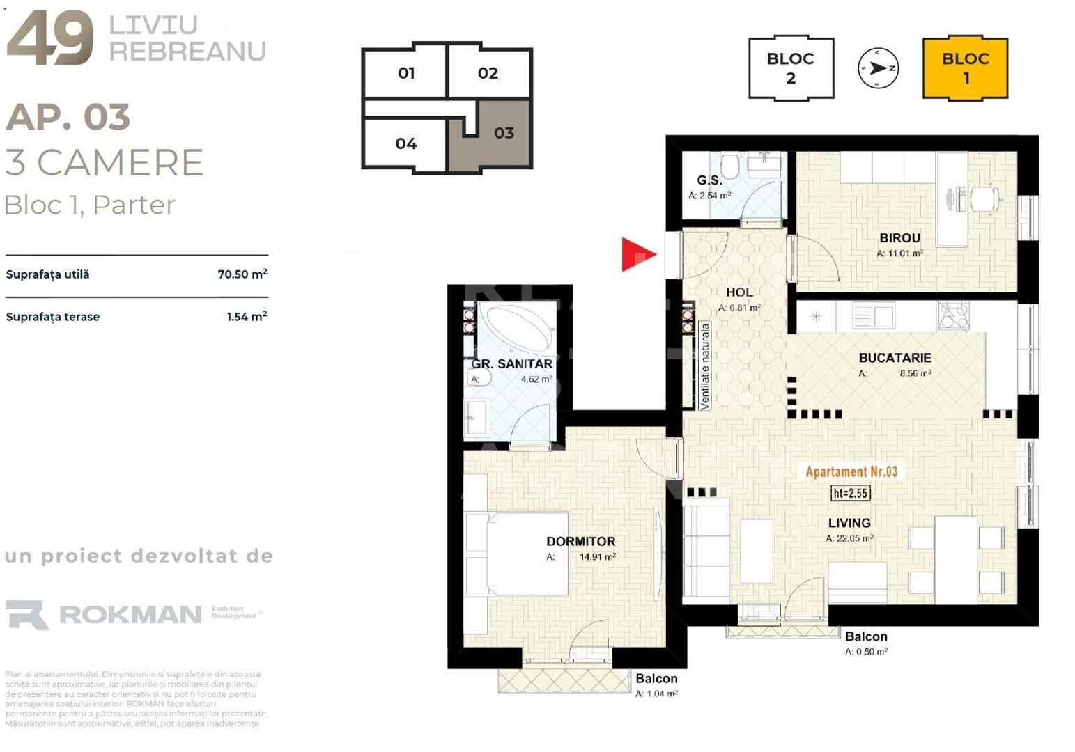 Vânzare, apartament cu 3 camere, Brașov - Schiță 7