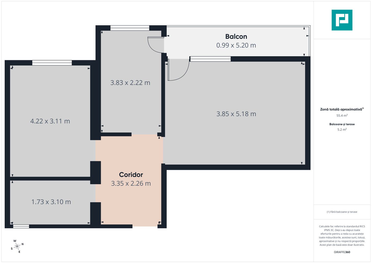 Apartament 2 camere 55,5 mp  la gri – Giroc - Poză 6
