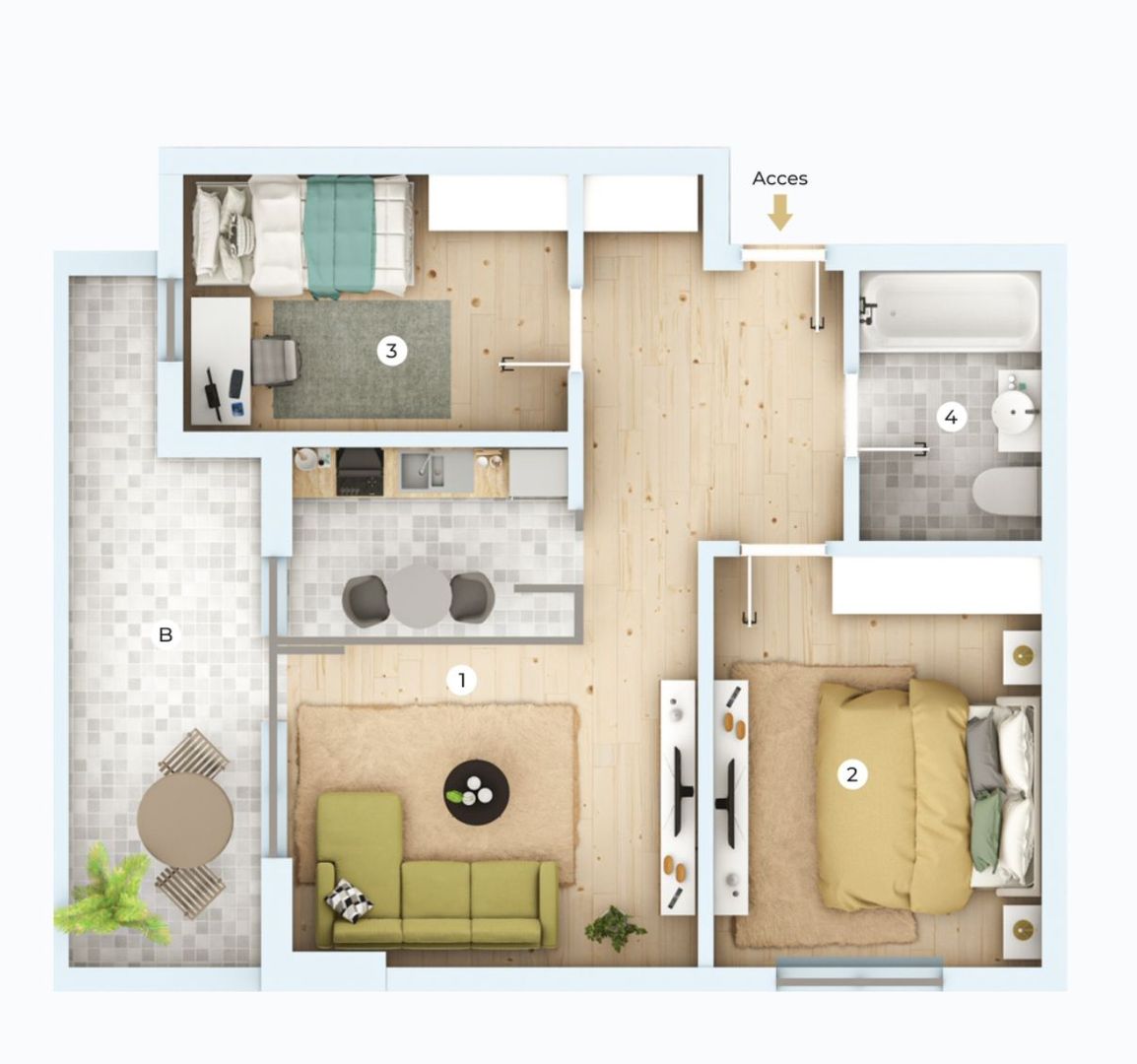 Apartament 3 cam,vedere mixta,etaj 1,aproape metrou - Poză 1