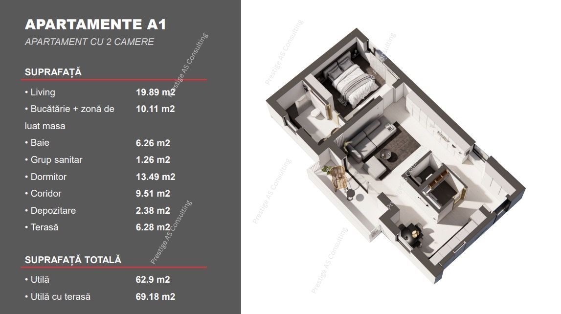 Apartament Nou 2 Camere 2 Bai | Parcul Terra- Dumbravita - Schiță 3