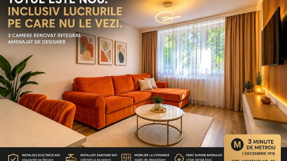 3 camere premium | Renovare integrală | Parc superb lângă bloc- - Poză 1