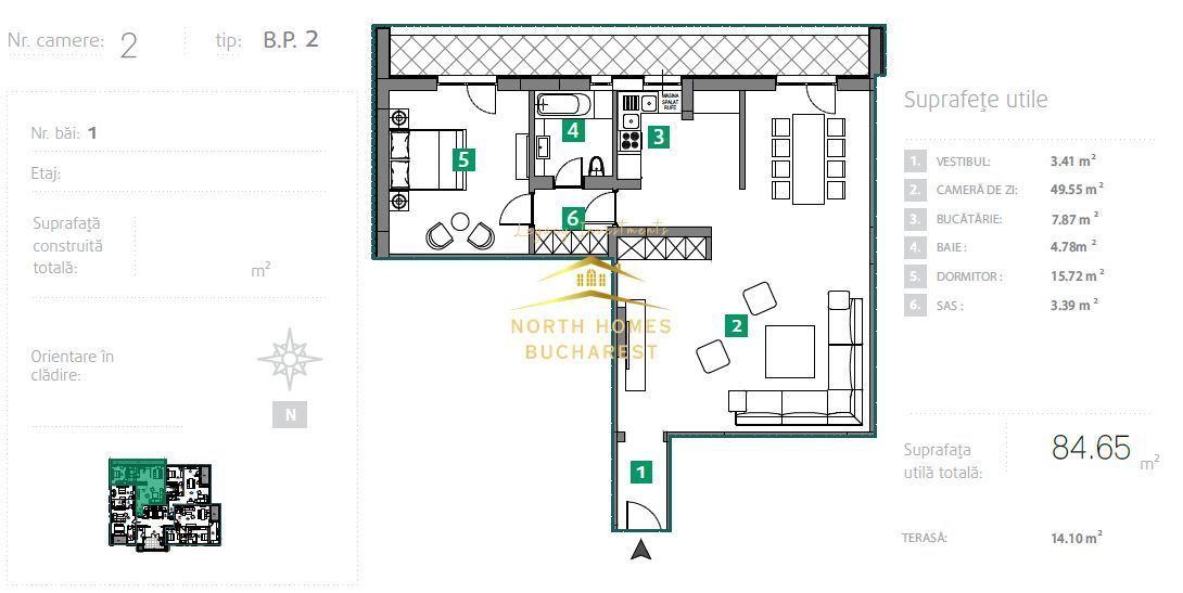 Aparatmente de 2 camere 84 mp, metrou Starulesti - Comision 0% - Poză 17