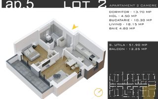 Apartament 2 camere decomandat Th.Pallady Parcare Bonus - Schiță 13