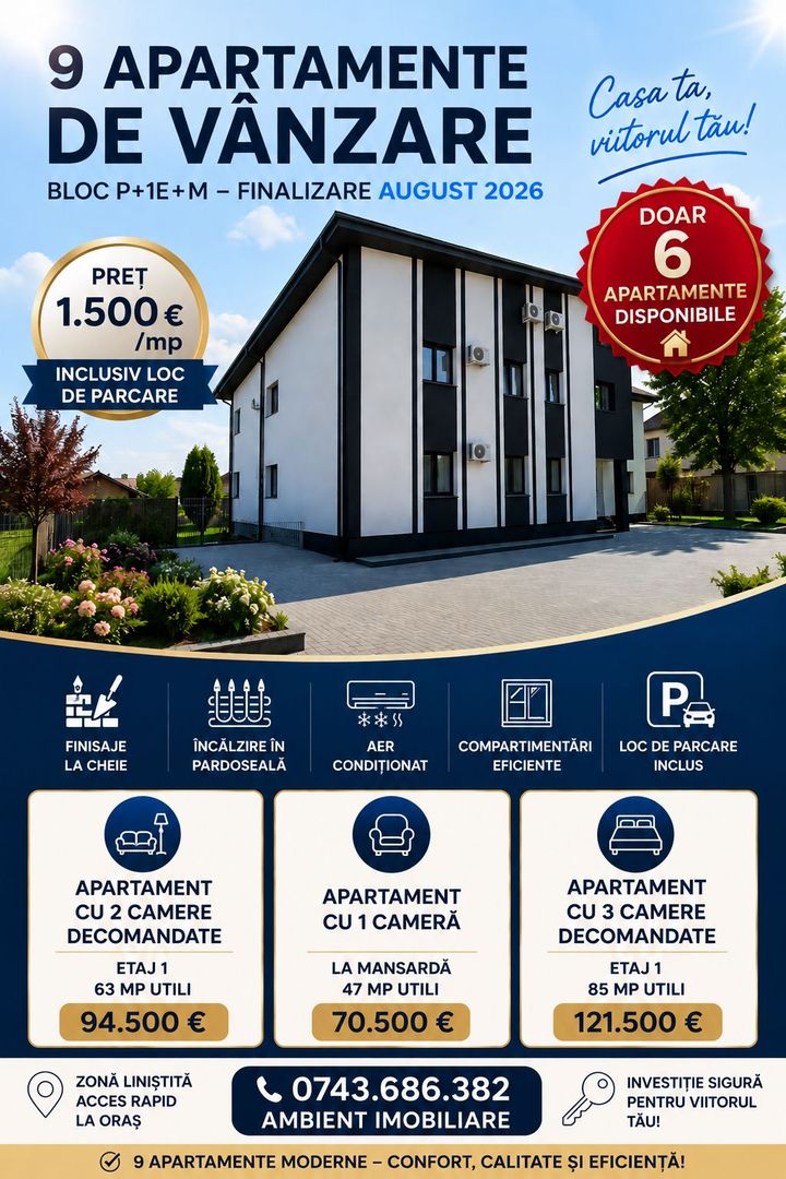 Apartament cu 2 camere, etaj 2, bloc NOU, VASLUI zona NORD - Vechia Roma; - Poză 1