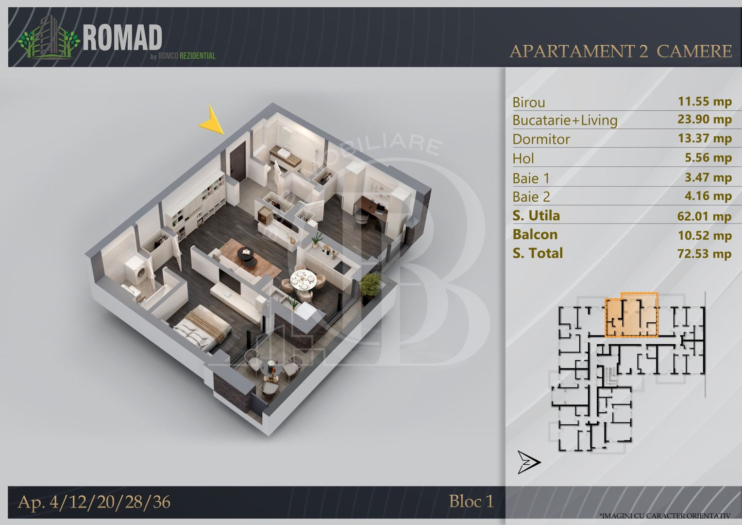 Apartament 3 camere Proiect Premium Independent Energetic - Schiță 2