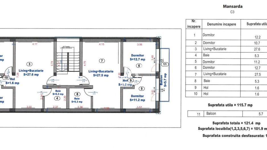 Apartament 3 camere finisat LA CHEIE - Turnisor Sibiu - Schiță 7