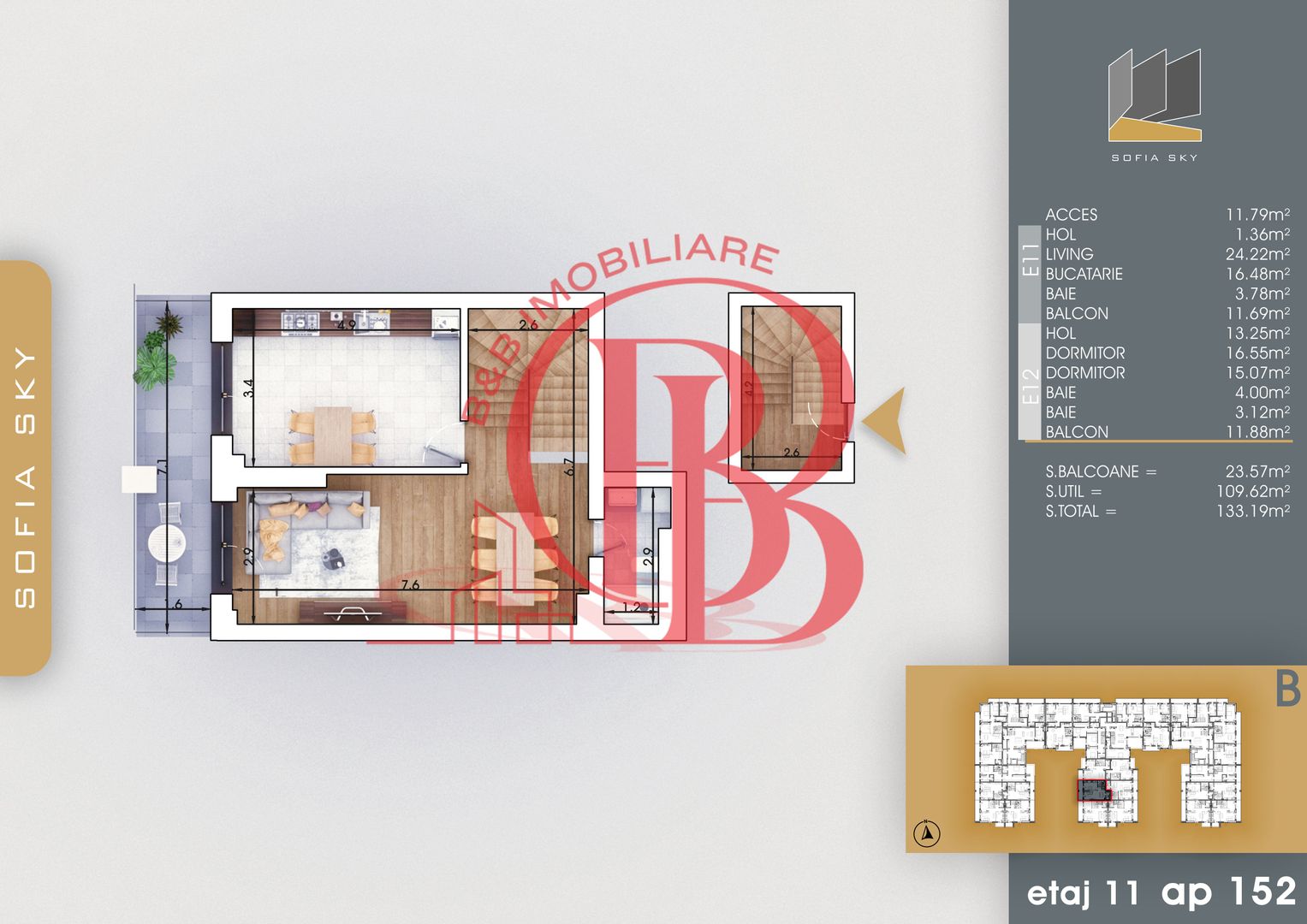 Apartament 3 camere-Duplex Bloc Finalizat Theodor Pallady - Schiță 4