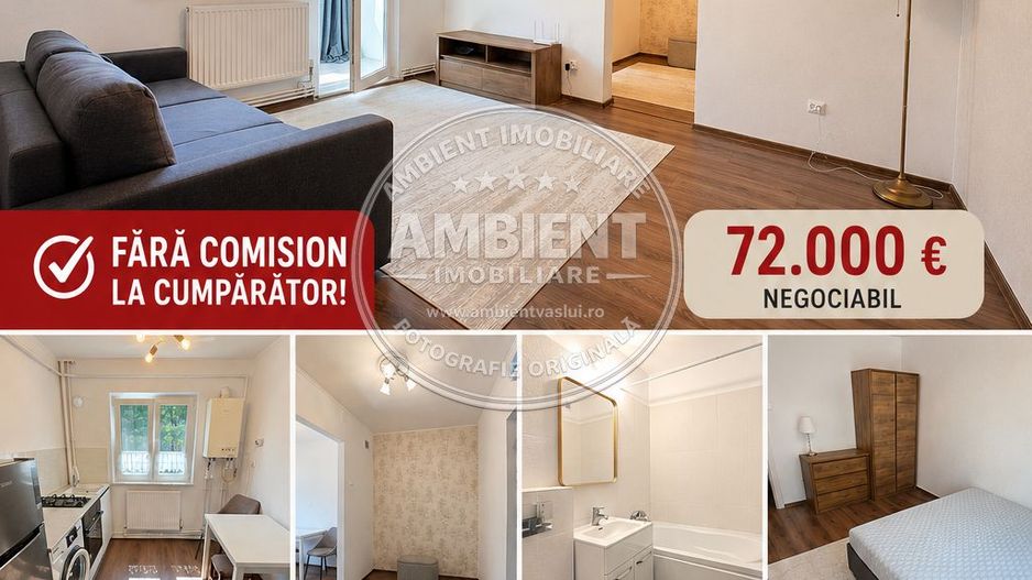 Apartament cu 2 camere, etaj 3, mobilat și utilat, VASLUI - zona CENTRU; - Poză 1