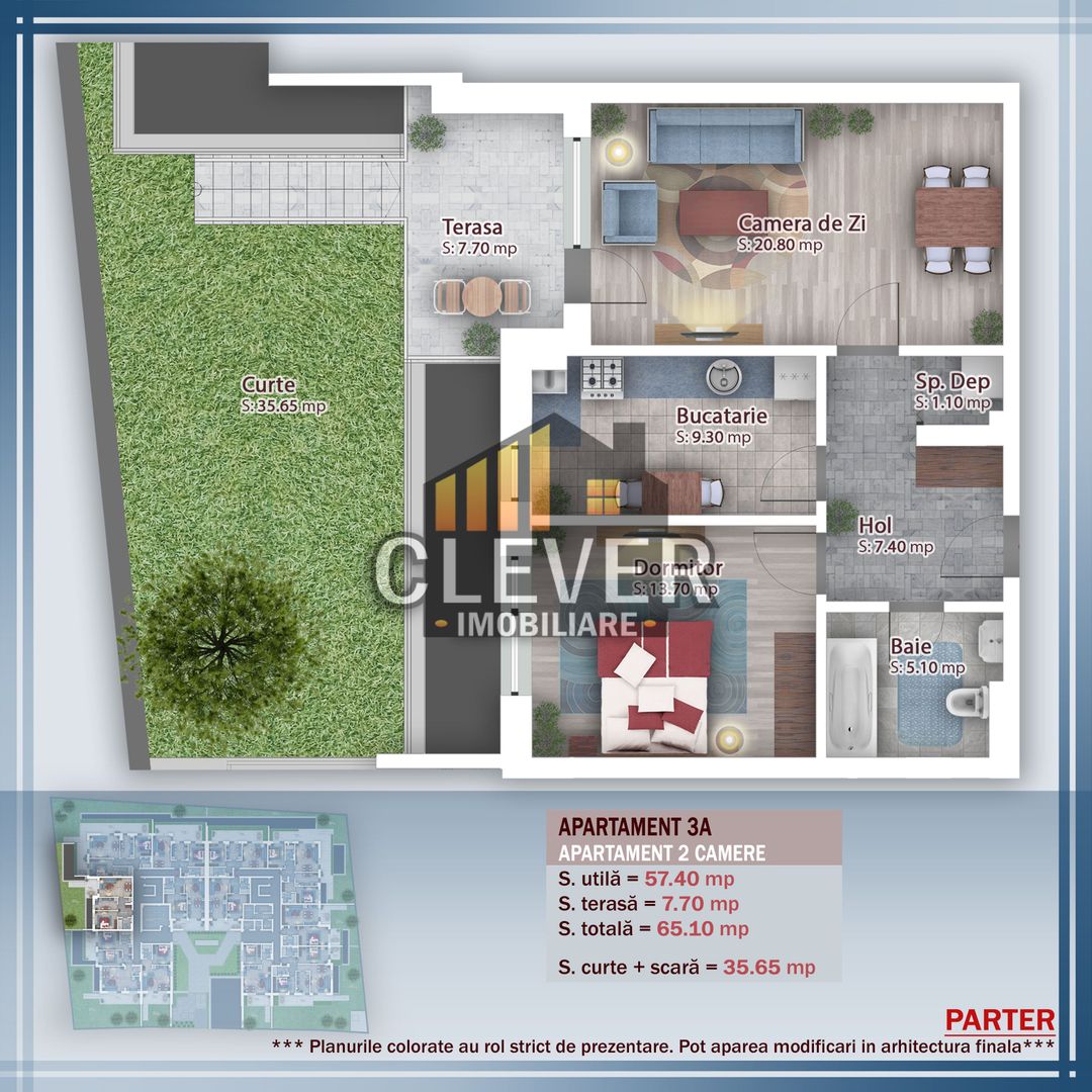 Apartament 2 camere cu gradina 36 mp Theodor Pallady - Schiță 13