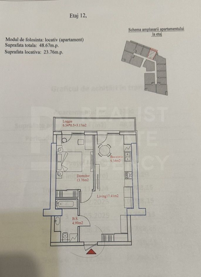 Vânzare, apartament, 1 cameră, strada Grenoble, Botanica - Schiță 8