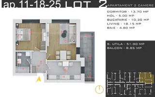 Apartament 2 camere - Promo Parcare, Comision 0, Pallady Metrou Teclu - Schiță 11