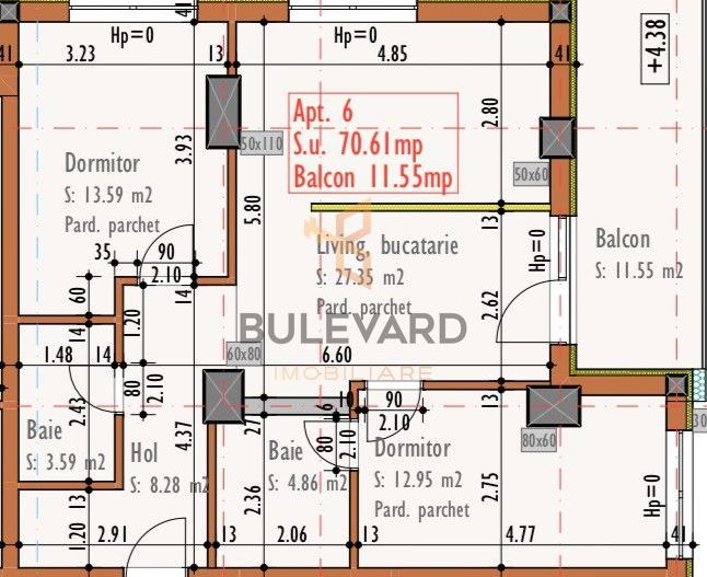 Comision 0! Apartament cu 3 camere+parcare subterana, zona strazii Fabricii! - Schiță 8