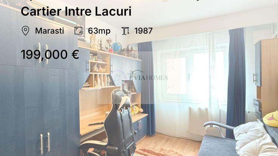 Apartament cu 3 camere / etaj 4 / Cartier Intre Lacuri - Poză 1