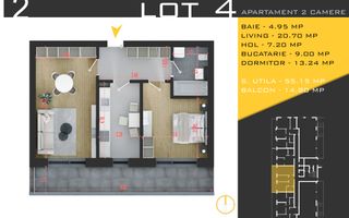 2 camere decomandat Titan Pallady  Metrou Nicolae Teclu - Schiță 10